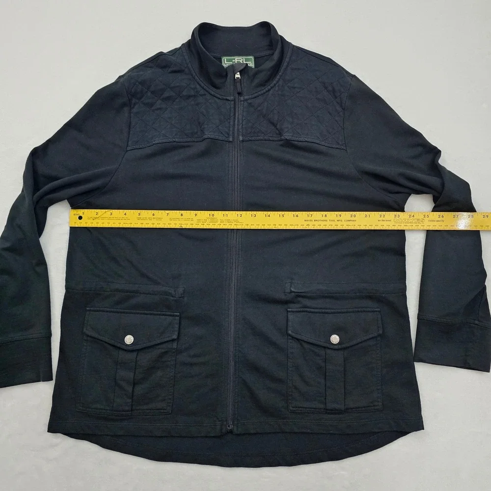Lauren Active Ralph Lauren Jacket Womens 2X Black Full Zip Cotton Equestrian Ivy